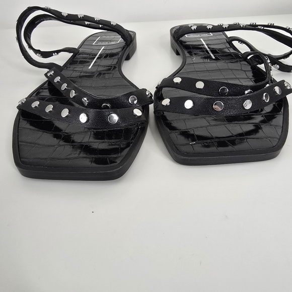 Dolce Vita Black Izabel Studded Strappy Flat Sandals Size 10 Square Toe - Picture 4 of 11